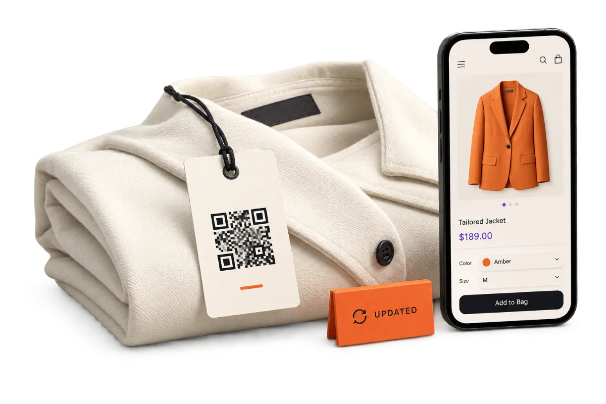 Il QR code sul cartellino di un capo di abbigliamento
